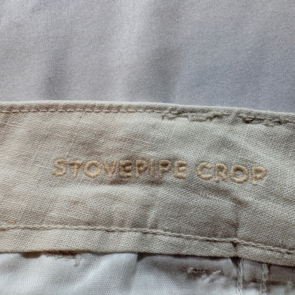 American Eagle Stovepipe Crop Pants Womens 2 Regular Beige Linen Blend Pleated - Picture 5 of 10